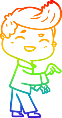 Gökkuşağı gradyan çizgi çizimi, bir insan tarafından çizilen ve gülen bir adamın çizimi.