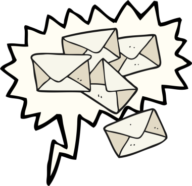 Bir insan tarafından çizilmiş serbest konuşma balonu karikatürü mektupları