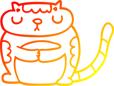 Bir insan tarafından çizilmiş sevimli bir çizgi film kedisinin sıcak çizgi çizgisi.