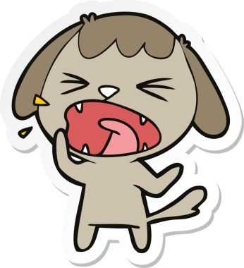 Bir insan tarafından çizilmiş şirin bir köpeğin çıkartması.