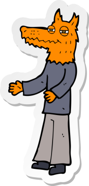 Bir insan tarafından çizilmiş tilki adamın çıkartması.