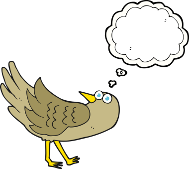 Bir insan tarafından çizilmiş serbest çizim balon karikatür kuşu.