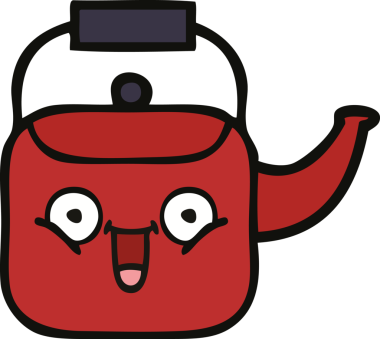 Bir insan tarafından çizilmiş tatlı bir çaydanlık karikatürü.