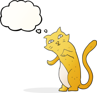 Bir insan tarafından çizilmiş serbest çizim baloncuk çizgi film kedisi.