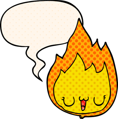 bir insan tarafından çizilmiş çizgi roman tarzında yüzü olan çizgi film alevi.