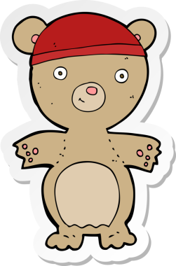 Bir insan tarafından çizilmiş oyuncak ayının çıkartması.