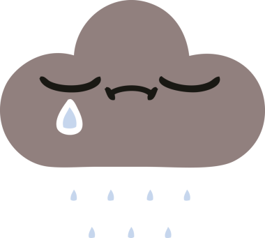 Bir insan tarafından çizilen fırtına bulutunun düz renkli retro karikatürü