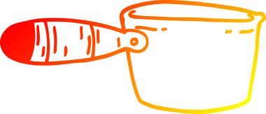 Bir insan tarafından çizilmiş karikatür yemek tavasının sıcak gradyan çizimi