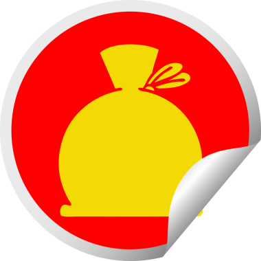 Bir insan tarafından çizilmiş bir çantanın dairesel soyma etiketi.