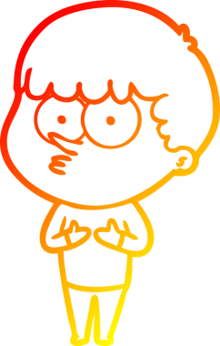 Bir insan tarafından çizilmiş, çizgi film karakteri meraklı bir çocuk çizimi.