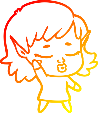 Bir insan tarafından çizilmiş güzel bir elf kızı çizimi.