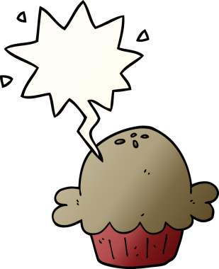 bir insan tarafından çizilmiş yumuşak eğimli konuşma baloncuklu çizgi film pastası