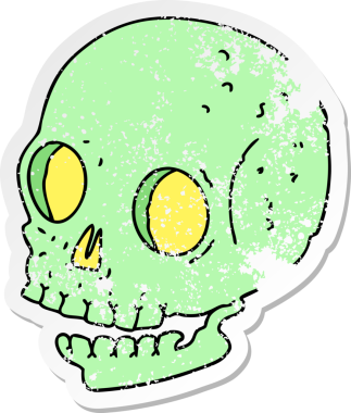 Bir insan tarafından çizilmiş garip bir el karikatürü kafatası.