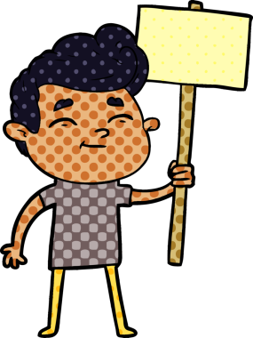 Bir insan tarafından çizilmiş mutlu çizgi film adamı.