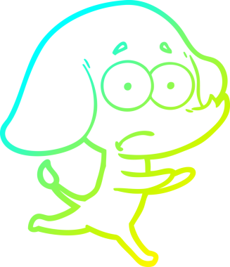 Bir çizgi filmin soğuk gradyan çizimi. Bir insan tarafından çekilen kararsız bir fil.