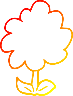 Bir insan tarafından çizilmiş karikatür çiçeğinin sıcak çizgi çizimi