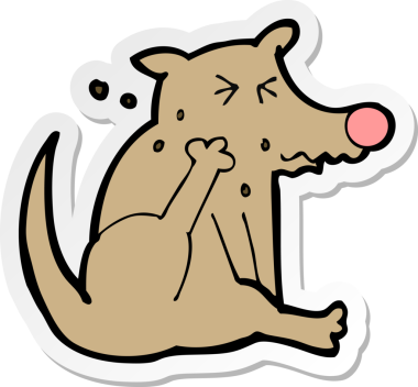 Bir insan tarafından çizilmiş bir köpeğin çıkartması.