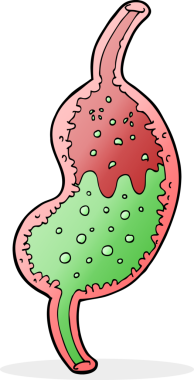 Bir insan tarafından çizilmiş kabaran mide karikatürü.