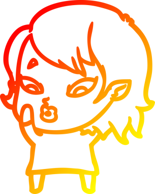 Bir insan tarafından çizilmiş sevimli bir vampir kız çizgi çizimi.