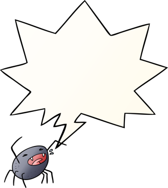 bir insan tarafından çizilmiş yumuşak eğimli konuşma baloncuklu cadılar bayramı örümceği çizgi filmi