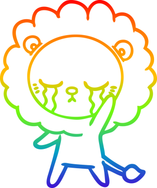 Gökkuşağı gradyan çizgisi bir insan tarafından çizilmiş ağlayan bir aslanın çizimi