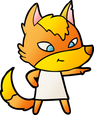 Bir insan tarafından çizilmiş tilki çizgi film karakteri