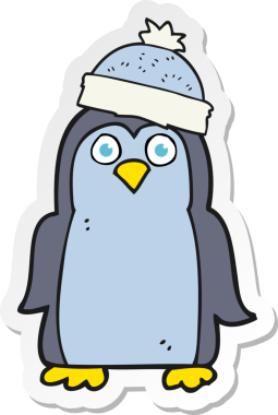 Bir insan tarafından çizilmiş karikatür pengueni çıkartması.