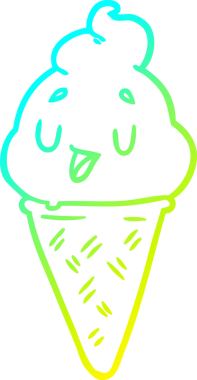 Bir insan tarafından çizilmiş dondurmanın soğuk gradyan çizgisi.