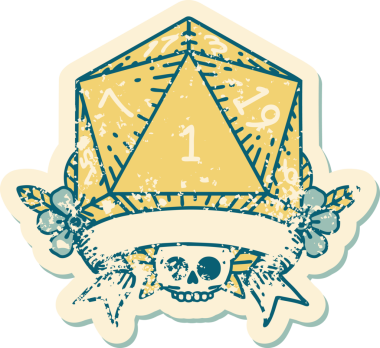 Retro Dövme Biçimi Doğal Bir d20 zar bir insan tarafından çizildi