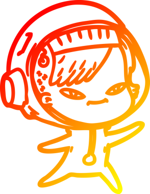 Bir insan tarafından çizilmiş bir astronot kadın çizgi çizimi.