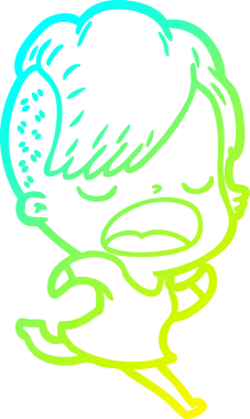 Bir insan tarafından çizilmiş havalı bir hippi kızın soğuk gradyan çizimi.