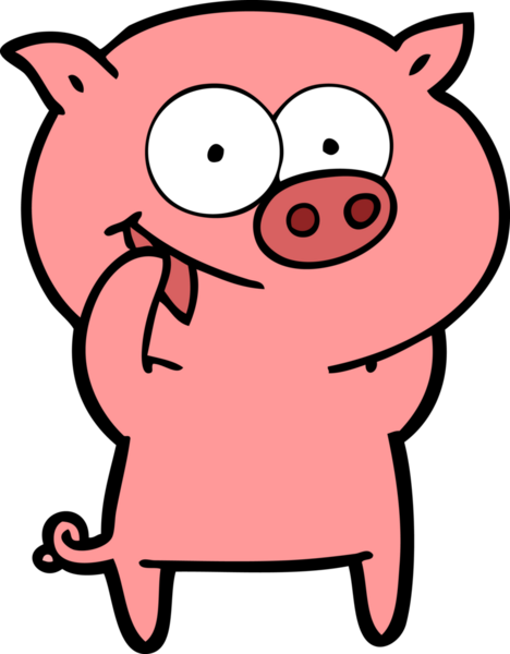 Bir insan tarafından çizilmiş neşeli domuz çizgi filmi.