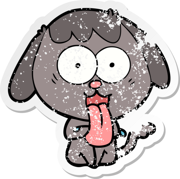 Bir insan tarafından çizilmiş şirin bir köpeğin sıkıntılı çıkartması.