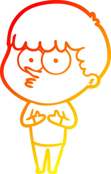 Bir insan tarafından çizilmiş, çizgi film karakteri meraklı bir çocuk çizimi.