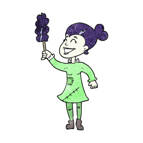 Bir insan tarafından çizilmiş el yapımı çizgi film ölümsüz canavar kadın.