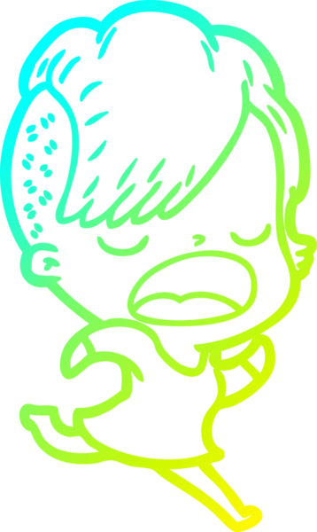 Bir insan tarafından çizilmiş havalı bir hippi kızın soğuk gradyan çizimi.