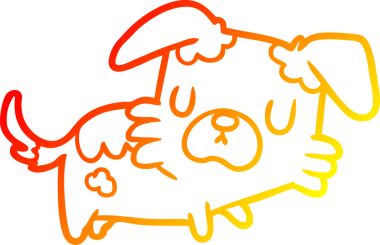 Bir insan tarafından çizilmiş küçük bir köpeğin sıcak çizgi çizimi