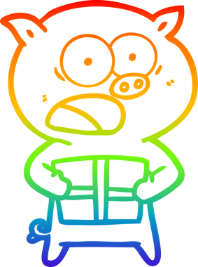 Gökkuşağı gradyan çizgisi insan tarafından çizilmiş bir domuz çizgi filmi.