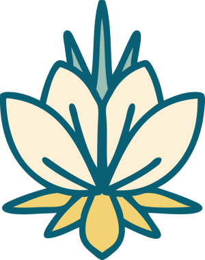 Bir insan tarafından çizilmiş bir nilüfer çiçeğinin ikonik dövme şekli