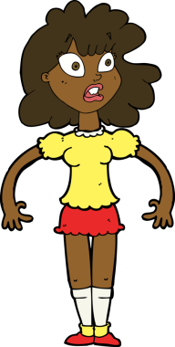 Bir insan tarafından çizilmiş, şok olmuş yüzü olan güzel bir kız.