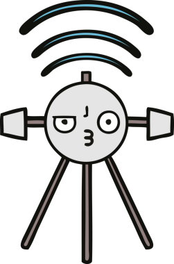 Bir insan tarafından çizilmiş sevimli bir uydu karikatürü.