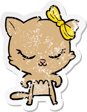 Bir insan tarafından çizilmiş şirin bir çizgi film kedisinin sıkıntılı çıkartması.