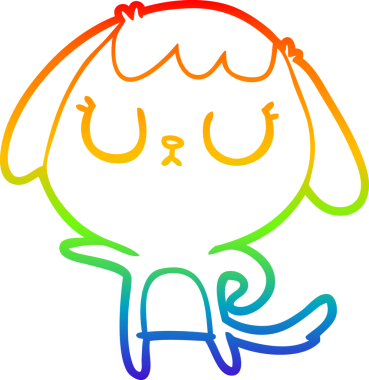 Gökkuşağı gradyan çizimi. Bir insan tarafından çizilmiş şirin bir köpek çizimi.