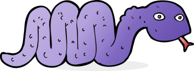 Bir insan tarafından çizilmiş komik çizgi film yılanı.