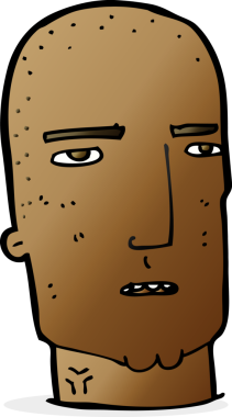 Bir insan tarafından çizilmiş kel, sert adam.