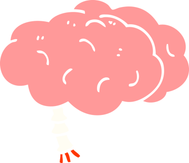 Bir insan tarafından çizilmiş düz renk çizim çizgi film beyni