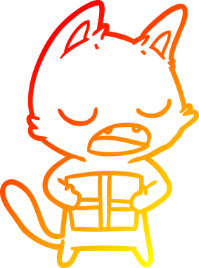 Bir insan tarafından çizilen konuşan kedi çizgi filminin sıcak gradyan çizimi