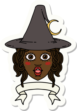 Bir insan tarafından çizilmiş afişi olan insan bir cadı karakterinin çıkartması.