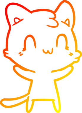 Bir insan tarafından çizilen mutlu çizgi bir kedinin sıcak gradyan çizimi