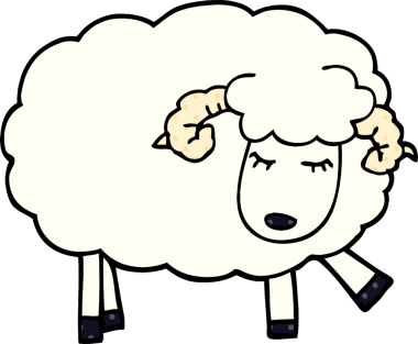 Bir insan tarafından çizilmiş şirin koyunlar.